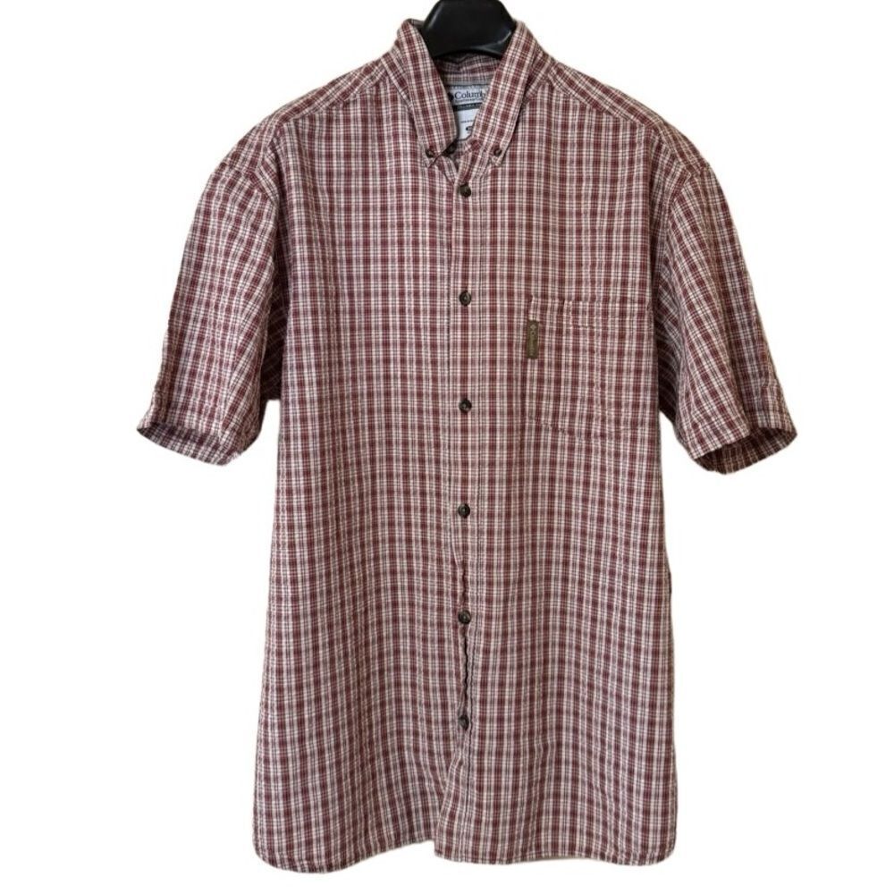 Columbia Sportswear Men’s Red|White Plaid Short Sleeve Button Down Shirt Sz XL